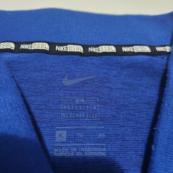 Chicago Cubs Shirt Mens Large Navy Blue Nike Polo Dri Fit Snap MLB Baseball - Picture 2 of 2